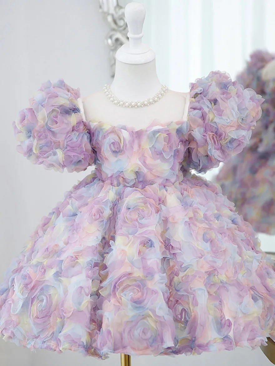 Robes de demoiselle d'honneur de mariage Robes pour occasions spéciales Manches courtes roses Volants