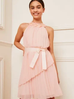 Robes de demoiselle d'honneur de mariage Robes pour occasions spéciales Vert pastel Sans manches Plissé
