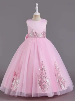 Robes de demoiselle d'honneur en tissu satiné vert sans manches col bijou robes de demoiselle d'honneur