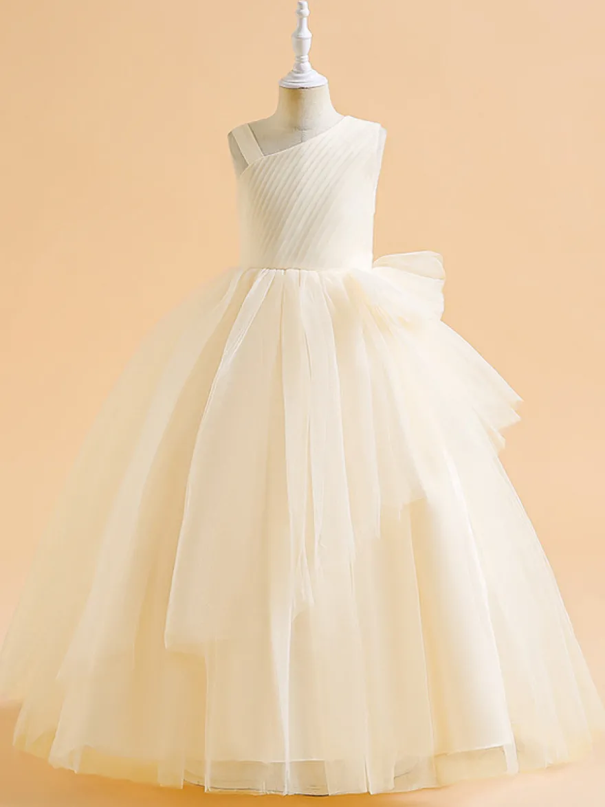 Robes de demoiselle d'honneur vertes de Noël en tulle sans manches avec décolleté conçu