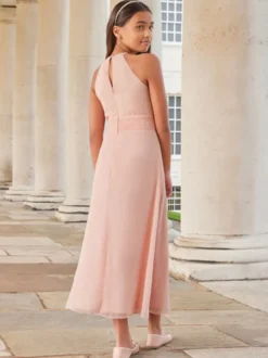 Robes de demoiselle d'honneur de mariage Robes pour occasions spéciales Rose sans manches Volants