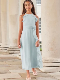 Robes de demoiselle d'honneur de mariage Robes pour occasions spéciales Rose sans manches Volants