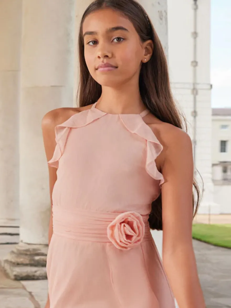 Robes de demoiselle d'honneur de mariage Robes pour occasions spéciales Rose sans manches Volants
