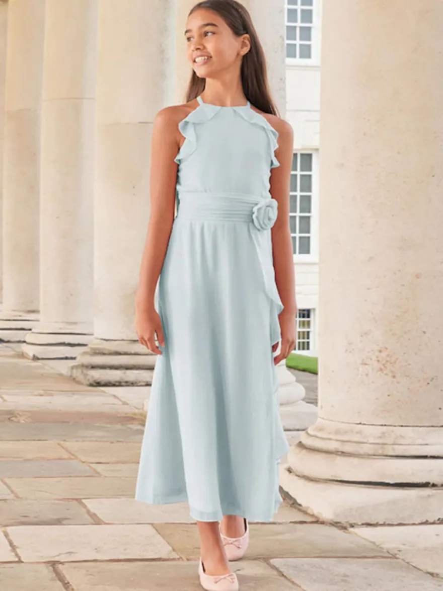 Robes de demoiselle d'honneur de mariage Robes pour occasions spéciales Rose sans manches Volants