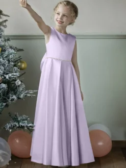 Robes de demoiselle d'honneur de mariage robes d'occasion spéciale bleu gris nœuds sans manches