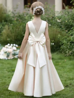 Robes de demoiselle d'honneur de mariage robes d'occasion spéciale bleu gris nœuds sans manches