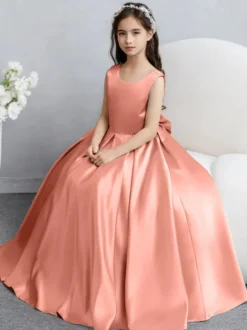 Robes de demoiselle d'honneur de mariage Robes d'occasion spéciale Champagne Arcs sans manches