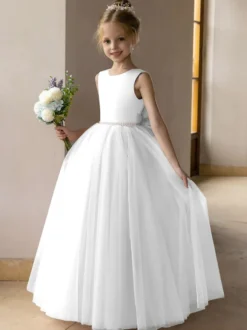 Robes de demoiselle d'honneur de mariage robes d'occasion spéciale rose Lotus nœuds sans manches