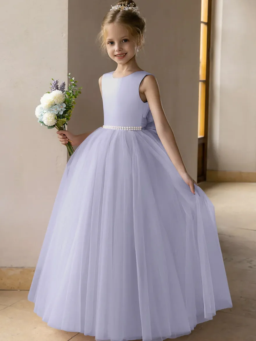 Robes de demoiselle d'honneur de mariage robes d'occasion spéciale rose Lotus nœuds sans manches