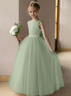 Robes de demoiselle d'honneur de mariage robes d'occasion spéciale rose Lotus nœuds sans manches