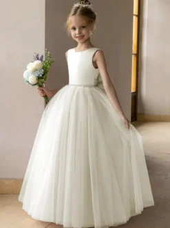 Robes de demoiselle d'honneur de mariage robes d'occasion spéciale rose Lotus nœuds sans manches
