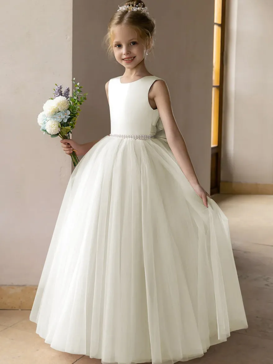 Robes de demoiselle d'honneur de mariage robes d'occasion spéciale rose Lotus nœuds sans manches