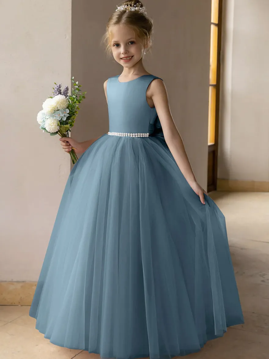 Robes de demoiselle d'honneur de mariage robes d'occasion spéciale rose Lotus nœuds sans manches