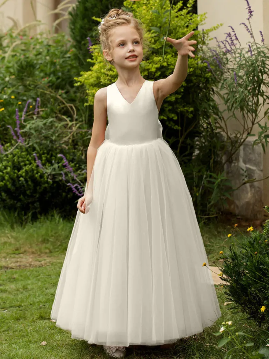 Robes de demoiselle d'honneur de mariage robes d'occasion spéciale rose blush nœuds sans manches