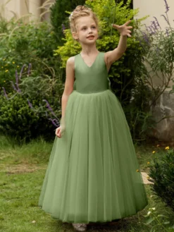 Robes de demoiselle d'honneur de mariage robes d'occasion spéciale rose blush nœuds sans manches
