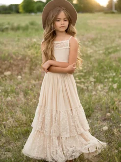Robes de demoiselle d'honneur de mariage Robes pour occasions spéciales Écru Blanc Sans manches À volants