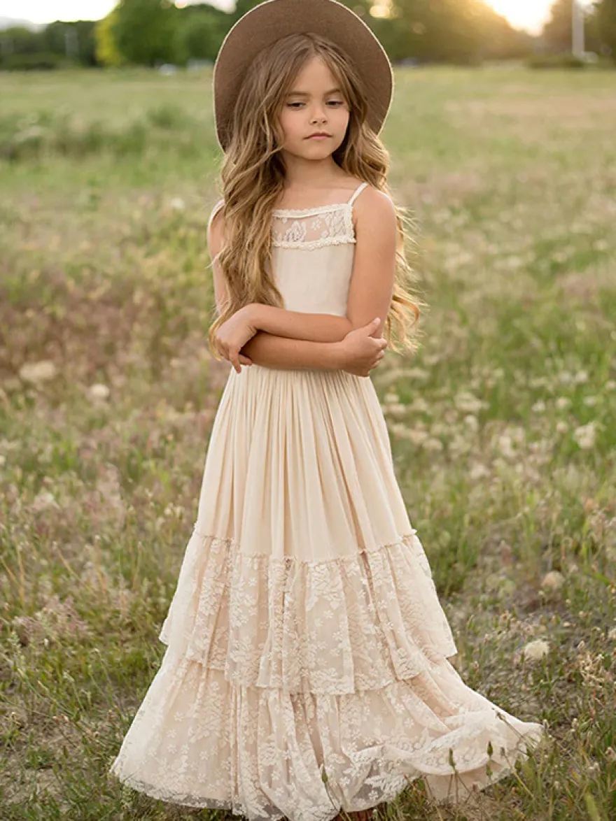 Robes de demoiselle d'honneur de mariage Robes pour occasions spéciales Écru Blanc Sans manches À volants