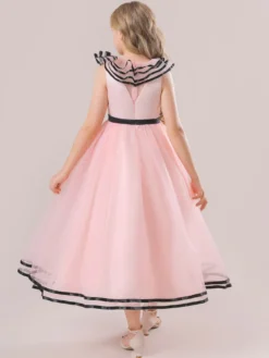 Robes de fille de fleur blanche Robes d'occasion spéciale Tulle blanc sans manches col bijou Robes de fille de fleur