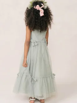 Robes de fille de fleur blanche Organza rose doux sans manches col bijou robes de fille de fleur