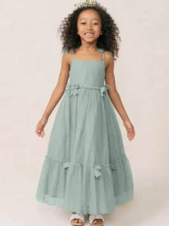 Robes de fille de fleur blanche Organza rose doux sans manches col bijou robes de fille de fleur