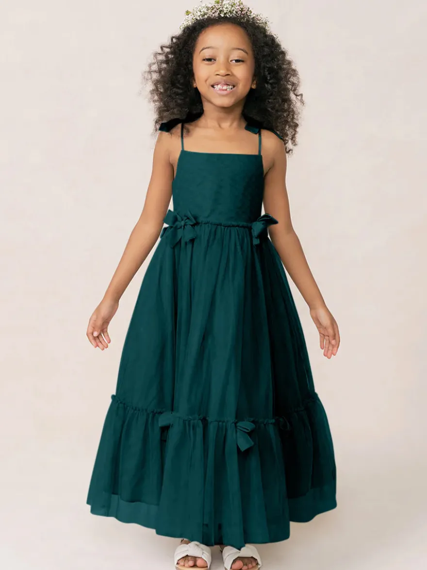 Robes de fille de fleur blanche Organza rose doux sans manches col bijou robes de fille de fleur