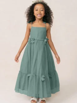 Robes de fille de fleur blanche Organza rose doux sans manches col bijou robes de fille de fleur