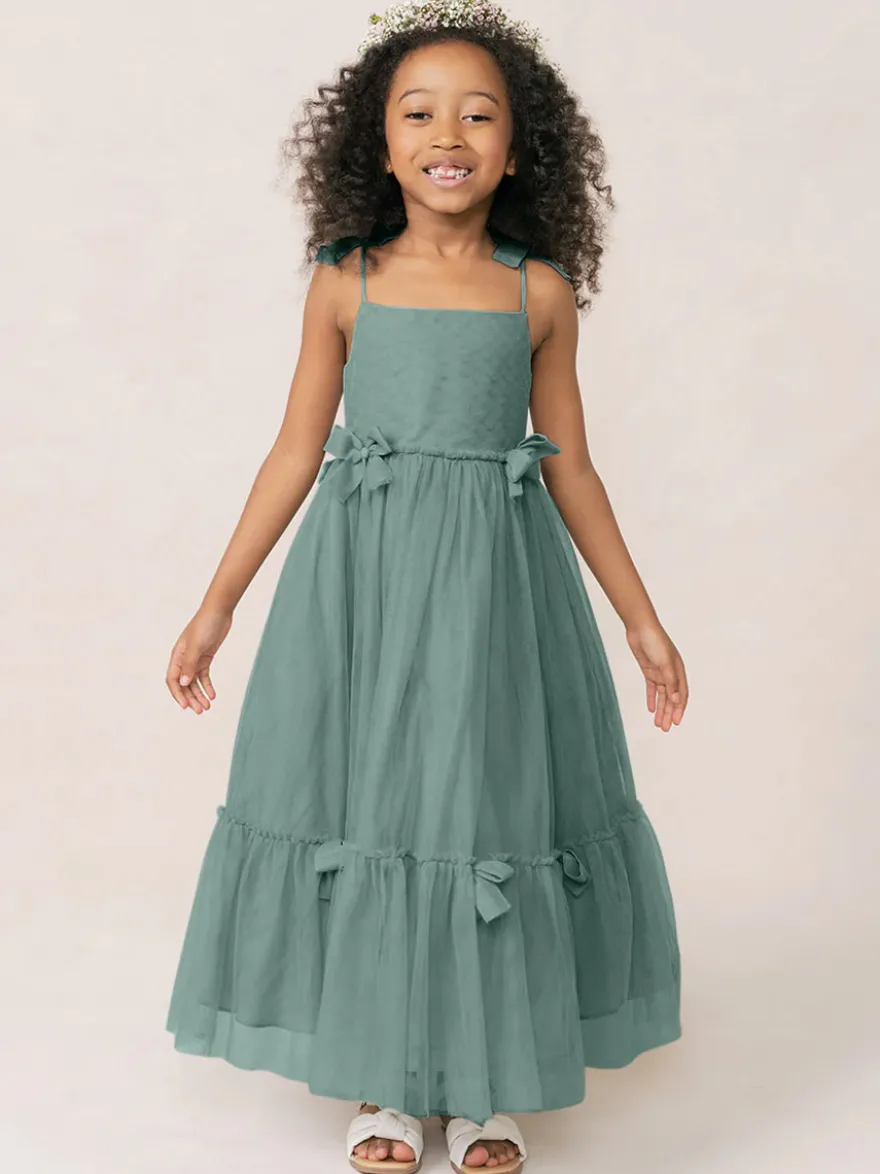 Robes de fille de fleur blanche Organza rose doux sans manches col bijou robes de fille de fleur