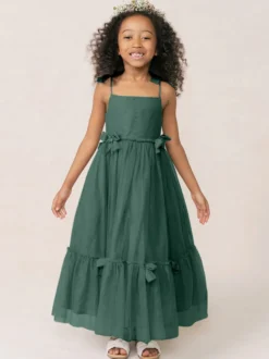 Robes de fille de fleur blanche Organza rose doux sans manches col bijou robes de fille de fleur