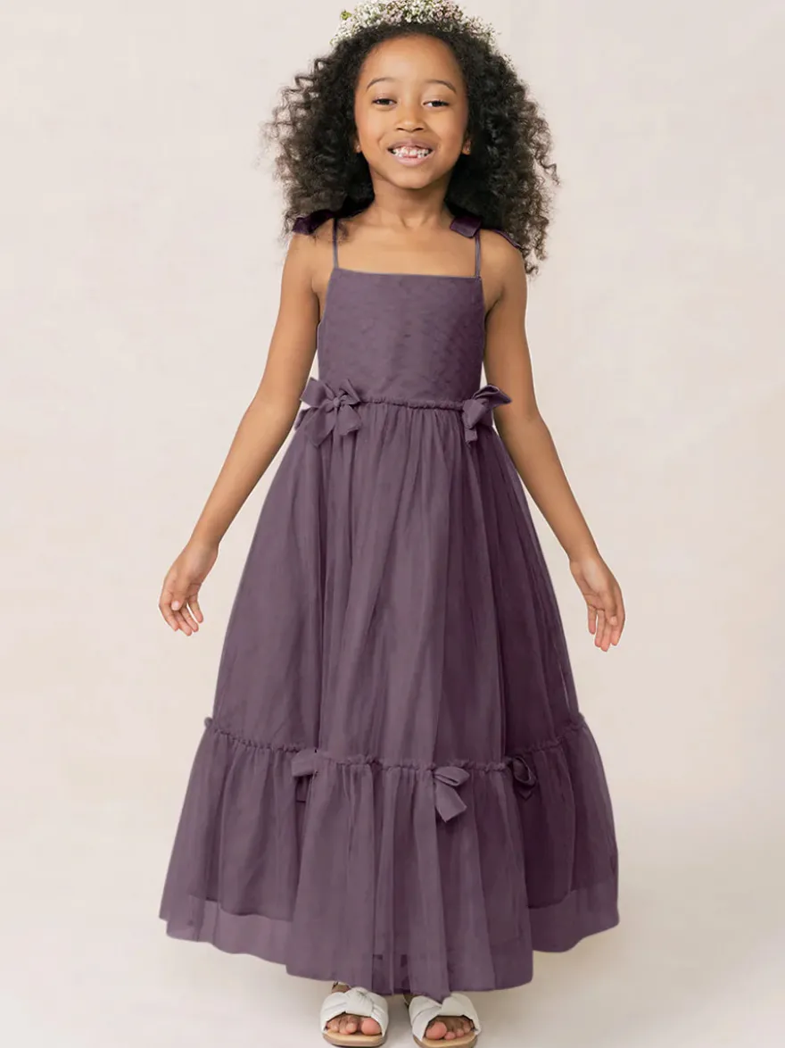 Robes de fille de fleur blanche Organza rose doux sans manches col bijou robes de fille de fleur