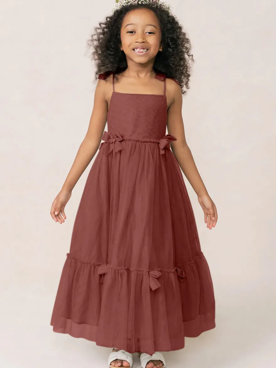 Robes de fille de fleur blanche Organza rose doux sans manches col bijou robes de fille de fleur