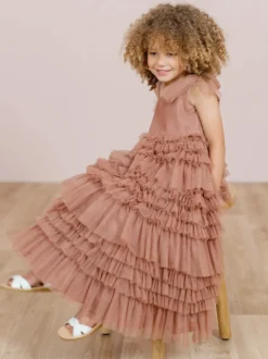 Robes de fille de fleur blanche Blush rose Tulle sans manches bijou cou robes de fille de fleur