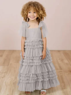 Robes de fille de fleur blanche Blush rose Tulle sans manches bijou cou robes de fille de fleur