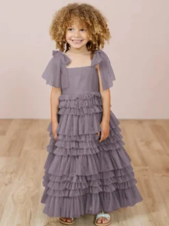 Robes de fille de fleur blanche Blush rose Tulle sans manches bijou cou robes de fille de fleur