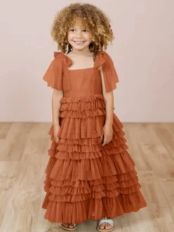 Robes de fille de fleur blanche Blush rose Tulle sans manches bijou cou robes de fille de fleur