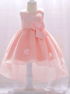 Robes de fille de fleur blanche Champagne Tulle sans manches bijou cou robes de fille de fleur