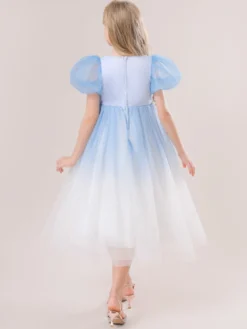 Robes de fille de fleur blanche robes d'occasion spéciale paillettes roses manches courtes col bijou robes de fille de fleur