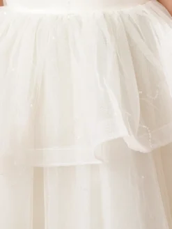 Robes de fille de fleur blanche Champagne Organza sans manches bijou cou robes de fille de fleur
