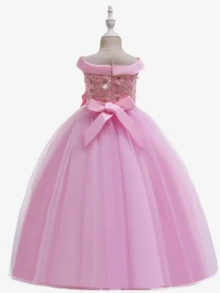 Robes de fille de fleur blanche Robes d'occasion spéciale Tulle blanc sans manches Col bateau Robes de fille de fleur