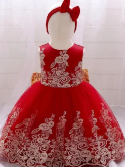 Robes de fille de fleur blanche robes d'occasion spéciale dentelle bleu royal sans manches col bijou robes de fille de fleur