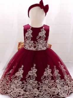 Robes de fille de fleur blanche robes d'occasion spéciale dentelle bleu royal sans manches col bijou robes de fille de fleur