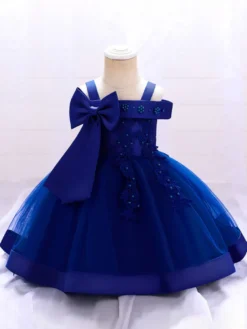 Robes de fille de fleur blanche Tulle rose doux sans manches col carré robes de fille de fleur