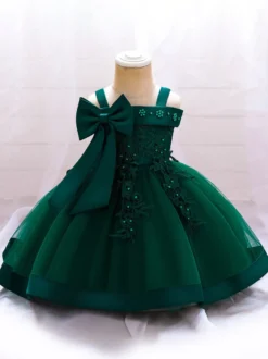 Robes de fille de fleur blanche Tulle rose doux sans manches col carré robes de fille de fleur