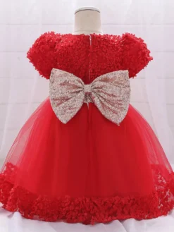 Robes de fille de fleur blanche Robes d'occasion spéciale Dentelle blanche Manches courtes Col bijou Robes de fille de fleur