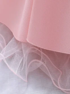 Robes de fille de fleur blanche Robes d'occasion spéciale Champagne Polyester Sans manches Jewel Neck Robes de fille de fleur