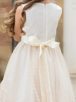 Robes de fille de fleur Champagne Polyester sans manches col bijou robes de fille de fleur