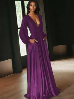Robes de mariée noires Robe de soirée manche longue dos nu à traîne