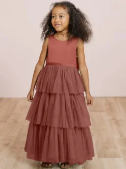 Robes de soirée de mariage robes de dîner doux de mariage robe de fille de fleur robes de fille de fleur sans manches arcs à plusieurs niveaux bleu vert