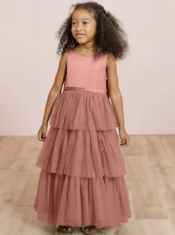 Robes de soirée de mariage robes de dîner doux de mariage robe de fille de fleur robes de fille de fleur sans manches arcs à plusieurs niveaux bleu vert