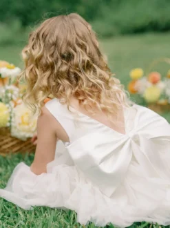 Robes de soirée de mariage robes de dîner doux de mariage robe de fille de fleur robes de fille de fleur sans manches arcs à plusieurs niveaux bleu vert