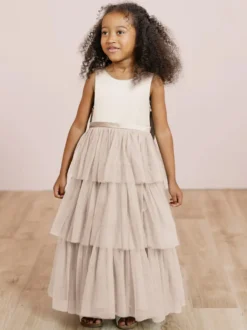 Robes de soirée de mariage robes de dîner doux de mariage robe de fille de fleur robes de fille de fleur sans manches arcs à plusieurs niveaux bleu vert
